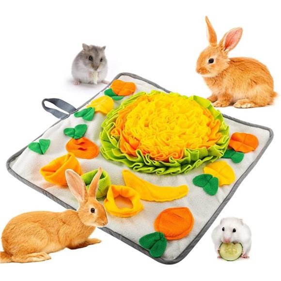 20" × 20" Rabbit Foraging Mat with Fixing Handle- Machine Washable Polar Fleece
